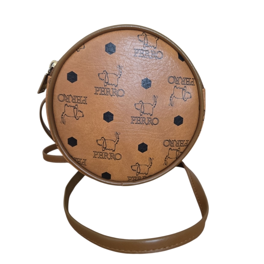 🐾 PERRO Vintage Dog Print Round Crossbody Bag